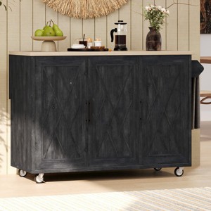 51 Inch Kitchen Island with Drop Leaf,Farmhouse Kitchen Island on Wheels with Internal Storage Rack-Maison Boucle - 1 of 4