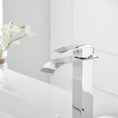 Polished Chrome Waterfall Single Handle Bathroom Vessel Faucet