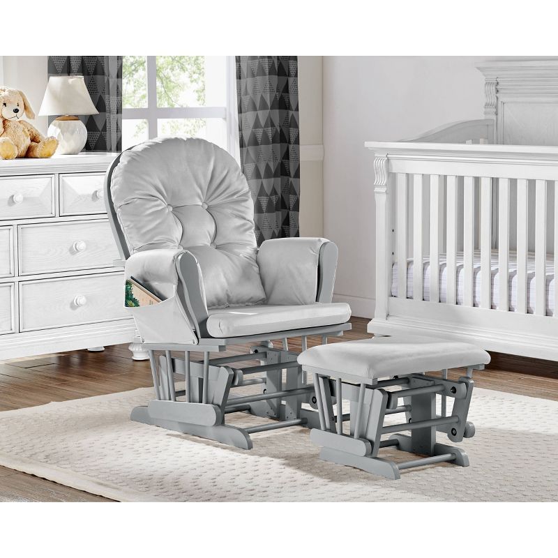 Suite Bebe Mason Glider and Ottoman - Gray Wood and Light Gray Fabric, 3 of 6