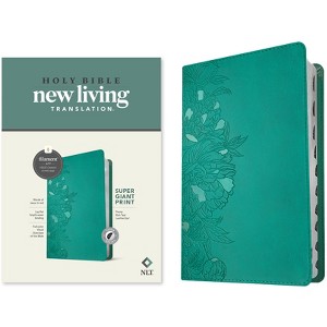 NLT Super Giant Print Bible, Filament Enabled (Leatherlike, Peony Rich Teal, Indexed, Red Letter) - (Leather Bound) - 1 of 1