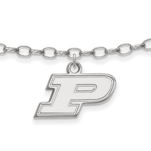 Black Bow Jewelry Sterling Silver Purdue Boilermakers NCAA Anklet 9 Inch - 1 of 4