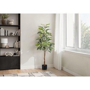 Sapphtopaz Artificial Rubber Tree, Real Touch Artificial Tree Artificial Plant with Pot, Room Decor for Home Office Foyer Porch - 1 of 4