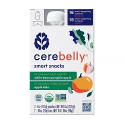 Cerebelly Smart Snack Pack - 2 White Bean Pumpkin Apple Pouches & 2 Apple Kale Bars