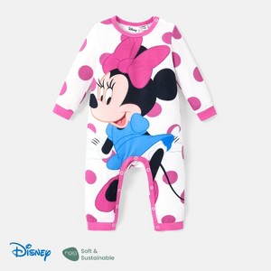 Disney Mickey and Friends Minnie Mouse Baby Girl Character & Polka Dots Print Jumpsuit/Romper - 1 of 4