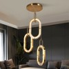 LNC Verbena 3-Lights 25.6" Luxury and Glam Cluster Integrated LED Crystal Loop Chandelier,Polished Gold - 2 of 4