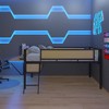 ALEXOUN Black Metal Bed Frame Gaming Loft Bed with Desk and Woven Rattan Guard Rails,Hanging Storage Compartment,for Apartments - 2 of 4