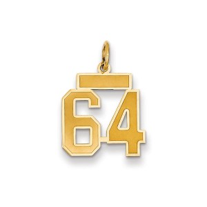 Black Bow Jewelry 14k Yellow Gold, Jersey Collection, Small Number 64 Pendant - 1 of 2