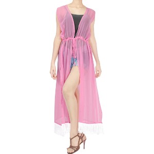LA LEELA Women's Summer Open Front Lightweight Vacation Beachwear Long Bathing Suit Duster Holiday Swimwear Cardigan - 1 of 3