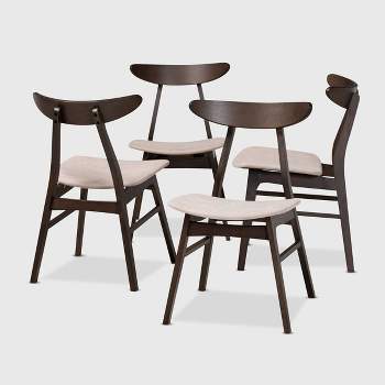 Set of 4 Britte Fabric Upholstered Wood Dining Chairs - Baxton Studio