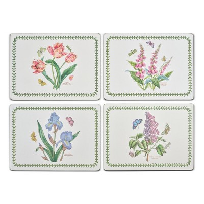 Botanic Garden Floral Hardboard Placemats with Cork Backing, Set of 4