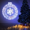 Tangkula 33" Lighted Snowflake Wreath Christmas Wreath w/Hanging Ring & Support Bracket 128 Cold White LED Bulbs Festive Decoration - 3 of 4
