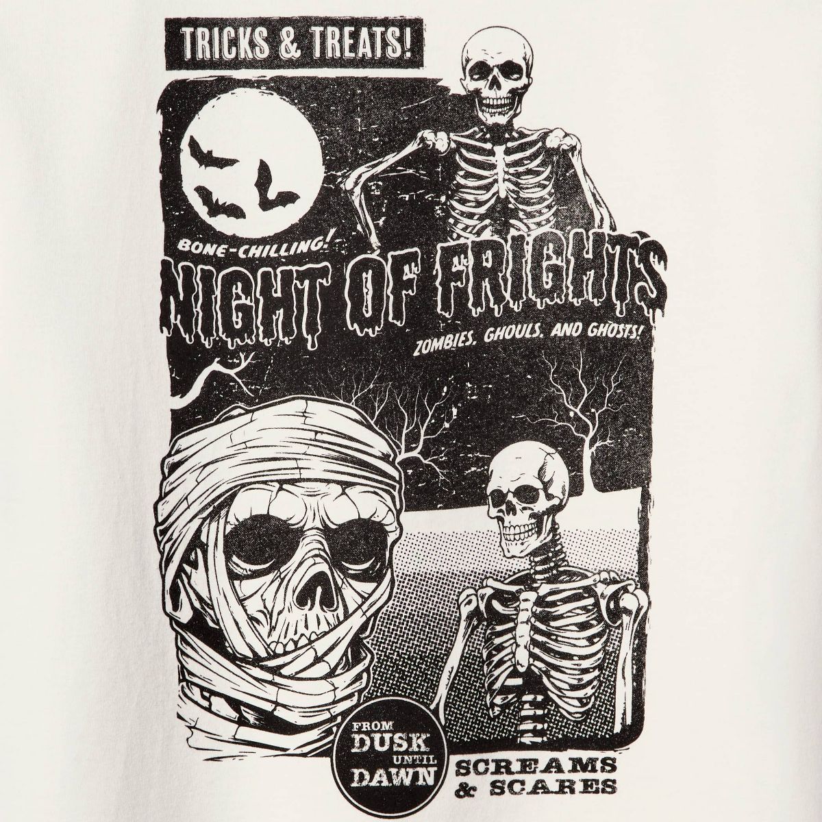 Boys' Oversized Fit Short Sleeve Halloween Skeleton Graphic T-Shirt - Cat & Jack™ Cream - thumbnail 3