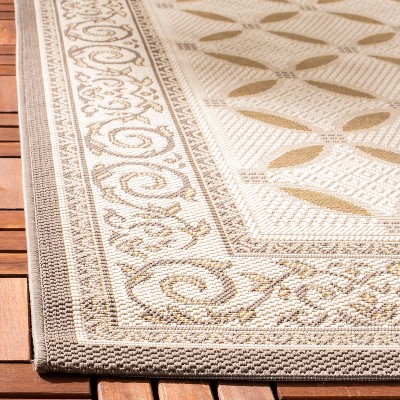 Beige and Dark Beige Rectangular Synthetic Outdoor Area Rug