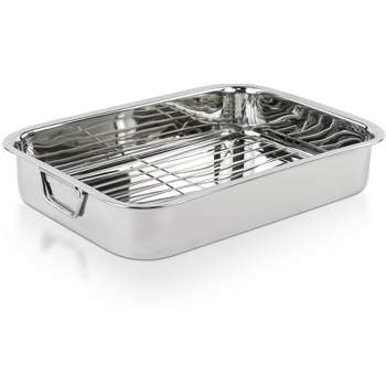 Prima 16.5 in Stainless Steel Deep Roasting Pan - Includes Basting Grill &  V-Rack - Tramontina US