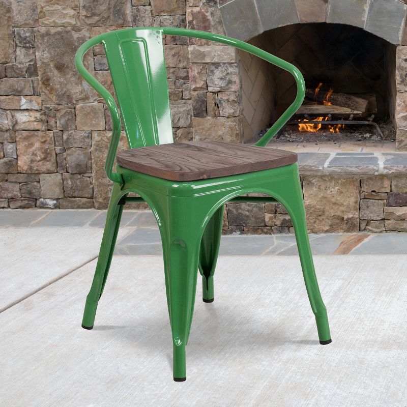 Emma and Oliver Metal Chair with Wood Seat and Arms, 2 of 6