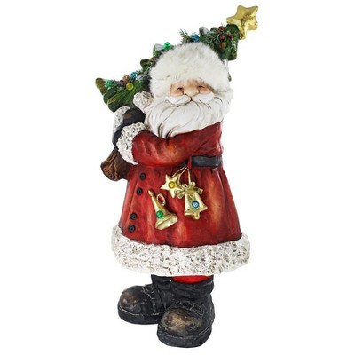 Festive Santa Claus Resin Statue with LED Lights