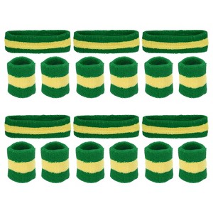 Unique Bargains Terry Cloth Sports Athletic Gym Working Out Headband Wristband Sweatband 6 Sets - 1 of 4