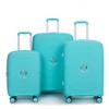 Vynxaria Lake Blue PP Hardshell 3-Piece Suitcase Set 20/24/28" Double Spinner Wheels TSA Lock - 3 of 4