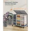 Dove Gray & Matte White Laundry Hamper - 3 - Compartment, 37 Gal Laundry Sorter on Wheels. Comes with Lid, Removable Liners with Handles - 4 of 4