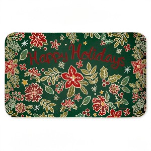 Stupell Industries Holiday Poinsettia Greeting Printed Anti-Fatigue Floor Mat, design by Jenny Faw, 30"x18" - 1 of 4