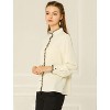 Allegra K Women's Ruffled Stand Collar Long Sleeve Chiffon Button Down Shirt - 4 of 4