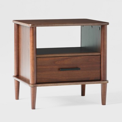Transitional 1 Drawer Spindle Leg Wood Storage Nightstand - Saracina Home