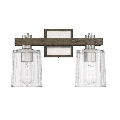 Savoy House Halifax 2 - Light Vanity in  Satin Nickel/Gray Wood