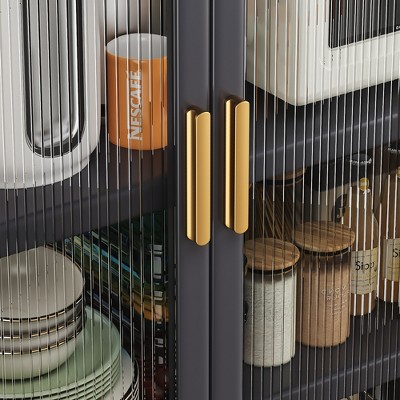 LauKingdom Open-door kitchen shelving Floor-to-ceiling multilevel household microwave storage cabinet bowls side cabinets cabinets Storage cabinets Grey color — фото 4
