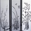 Vynxaria 70" Tall 3-Panel Screen / Room Divider, Floral Design with Black finish - 2 of 4