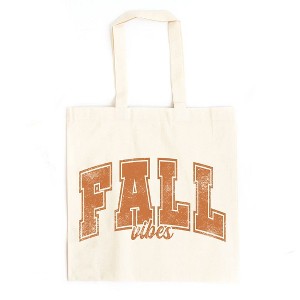City Creek Prints Fall Vibes Varsity Canvas Tote Bag - 15x16 - Natural - 1 of 2