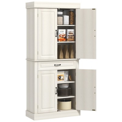 Homcom 70.75 Farmhouse Tall Kitchen Pantry Storage Cabinet, Freestanding  Cabinets With Doors And Shelves, Kitchen Shelf Storage With 4 Tiers, White  : Target