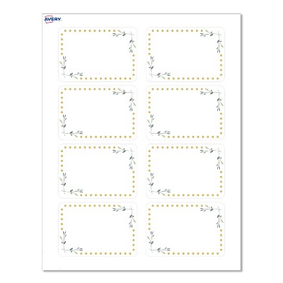 Avery® Name Tags, 2-1/3" x 3-3/8", Green Florals w/ Gold Dots, 80ct