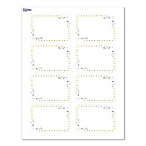Avery® Name Tags, 2-1/3" x 3-3/8", Green Florals w/ Gold Dots, 80ct - 1 of 4