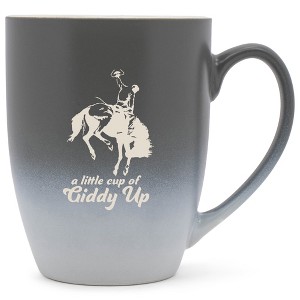 100 North Bucking Bronco 10 Ounce Gray and White Two Toned Ombre, Comfortably Fits Your Hands, Ceramic Tea Coffee Cup Mug, A Little Cup Of Giddy Up - 1 of 1