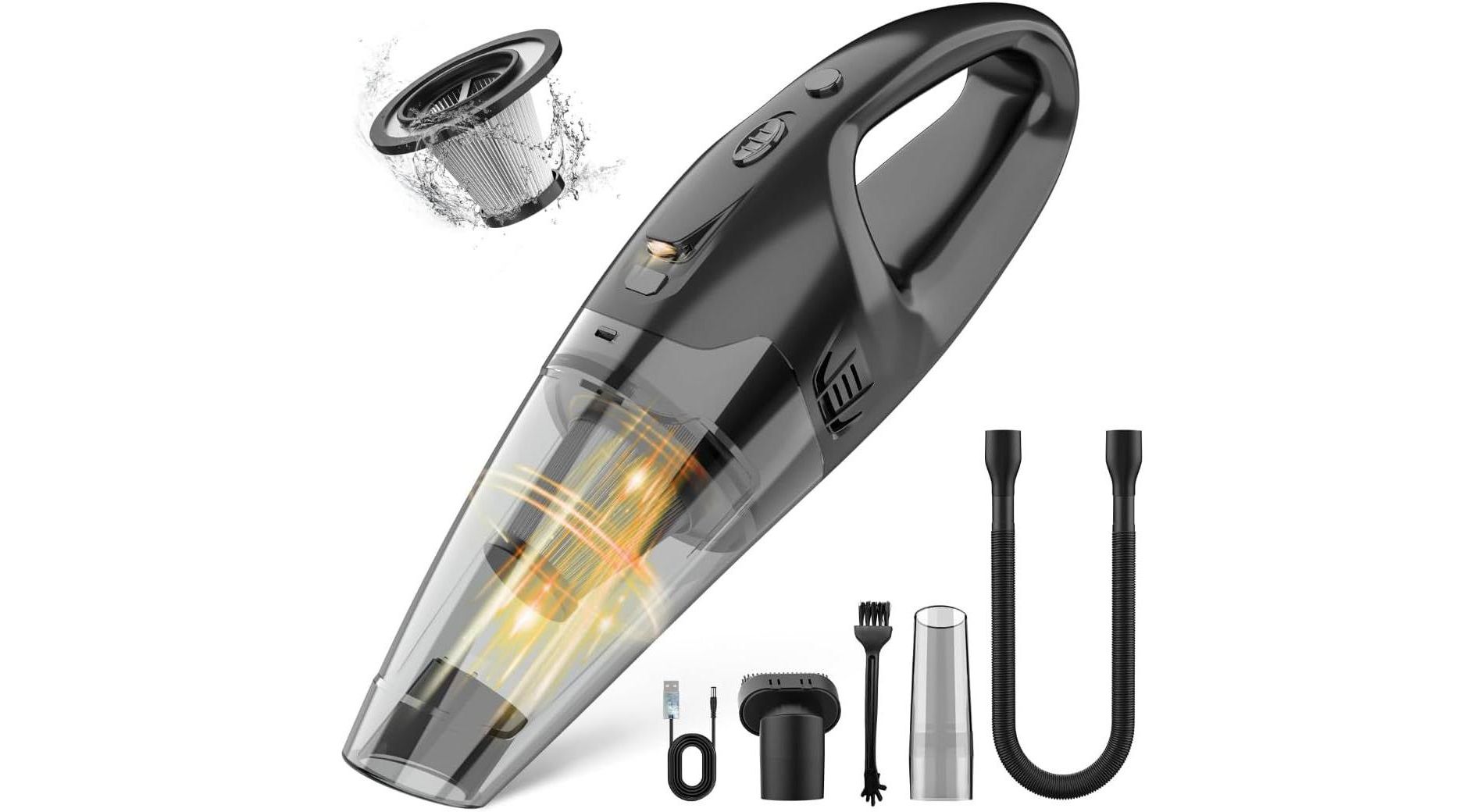 Teendow Handheld Vacuum Cordless Rechargeable,Mini Car Vacuum Cleaner with LED Light, HEPA, 1.65LBs Lightweight Vacuum Cleaner for Car/Home/Pet Hair