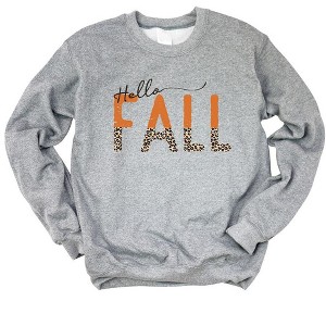 Simply Sage Market Women's Graphic Sweatshirt Leopard Hello Fall - 1 of 2
