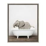 18" x 24" Sylvie Baby Elephant in the Tub Framed Canvas Wall Art by Amy Peterson Gray - Kate and Laurel