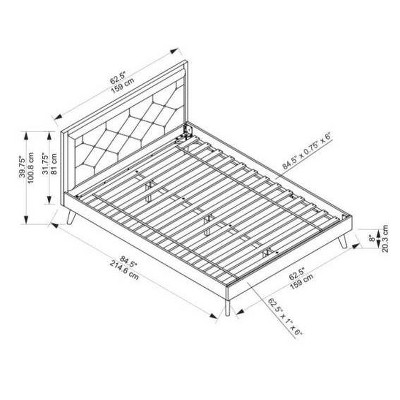 Reid Mid-Century Oatmeal Tufted Queen Platform Bed with Slats
