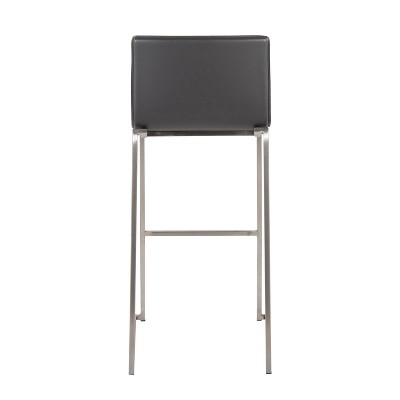 Elegant Stainless Steel and Grey Faux Leather Barstools - Set of 2