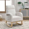 Modern Accent Rocking Chair with High Backrest and Side Pockets,Upholstered Lounge Armchair for Nursery,Living Room,Bedroom-Baofuwish - 2 of 4