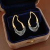Anna-Kaci Women's Abstract Hoop Earrings with Textured Metal and Clear Resin Design 2in - Gold - 2 of 4