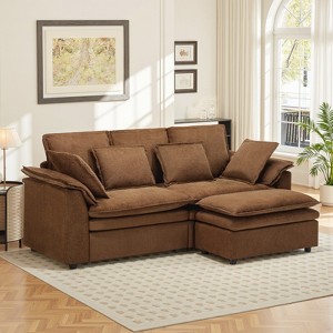 Buenhomino 87" L-Shaped Sofa, Modular Sectional Sofa, Comfy Deep Seat Convertible Couch with Ottoman, Modern Minimalist Chenille Couch for Living Room - 1 of 4