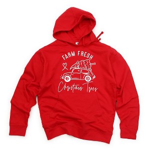 Simply Sage Market Women's Graphic Hoodie Farm Fresh Christmas Trees Car - 1 of 3