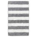 21"x34" Striped Washable Bath Rug Platinum Gray/White - Garland Rug