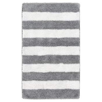 21"x34" Striped Washable Bath Rug Platinum Gray/White - Garland Rug