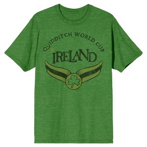 Harry Potter Quidditch World Cup Ireland Men's Green Short Sleeve Crew Neck Tee - 1 of 2