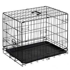 Lyngins Foldable Metal Dog Crate, Single Door Dog Cage, Dog Kennel with Removable Tray, Black Portable Dog Cage for Indoor/Travel Use - 1 of 4
