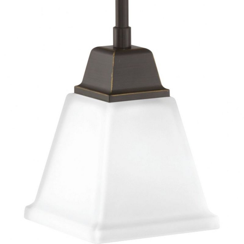 Progress Lighting, Clifton Heights, 1-Light Mini-Pendant, Antique Bronze, Etched Square Glass Shade, 1 of 2