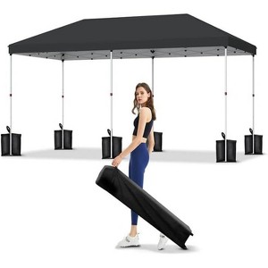 Jojoka 10x10 Pop Up Canopy Tent,Patio Canopy Tent with One Button Push Setup,4 Weight Bags,3 Adjustable Height - 1 of 4