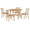 CAVINAS Round Dining Table Set for 4 Retro Dining Set Round Table and 4 Chairs with X-shaped Backrest for Kitchen - 3 of 4
